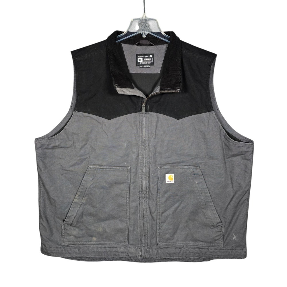 Carhartt Vest Mens 3XL Montana‎ Rugged Flex Canvas Duck Black Grey Relaxed Fit